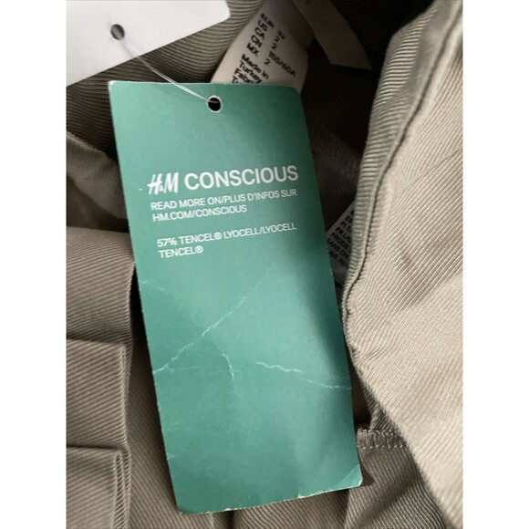 H&M‎ Pants Womens 2 Paperbag Waist Wide Leg Khaki Boho Beachy Grunge Streetwear - Picture 13 of 14